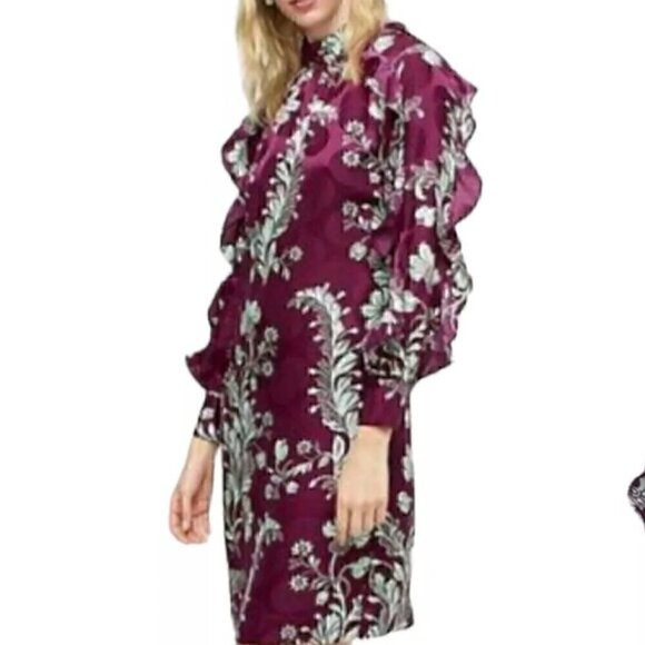 J. Crew Collection purple silk paisley ruffle dress - Picture 8 of 8